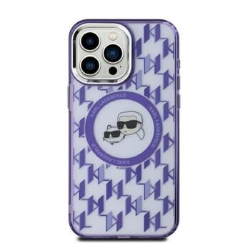 Karl Lagerfeld KLHMP15SHMCKMHU iPhone 15 6.1" paars/purple IML Monogram Karl&Choupette Hoofd MagSafe