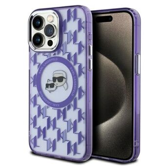 Karl Lagerfeld KLHMP15LHMCKMHU iPhone 15 Pro 6.1" paars/purple IML Monogram Karl&Choupette Head MagSafe