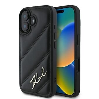 Karl Lagerfeld KLHCP16SPQDSMGK iPhone 16 6.1" zwart/black hardcase Quilted Signature