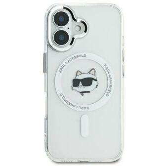 Karl Lagerfeld KLHMP16LHLSCHH iPhone 16 Pro 6.3" wit/witte hardcase IML Metal Choupette Head MagSafe