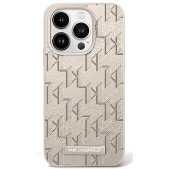 Karl Lagerfeld KLHMP16LPKHPORPE iPhone 16 Pro 6.3" hardcover case beige/leer Monogram Metaal Logo MagSafe