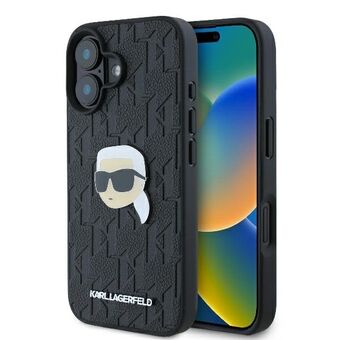 Karl Lagerfeld KLHCP16SPGKLKIPK iPhone 16 6.1" zwart/black hardcase Monogram Karl Head Pin