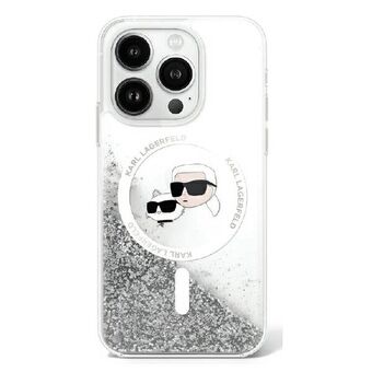 Karl Lagerfeld KLHMP16SLGKCSGH iPhone 16 6.1" harde hoes transparant Liquid Glitter Karl&Choupette Hoofd Magsafe