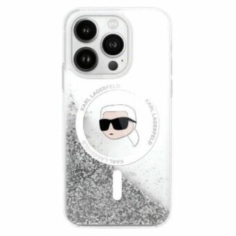 Karl Lagerfeld KLHMP16LLGKISGH iPhone 16 Pro 6.3" hardcase transparant Liquid Glitter Karl Head Magsafe