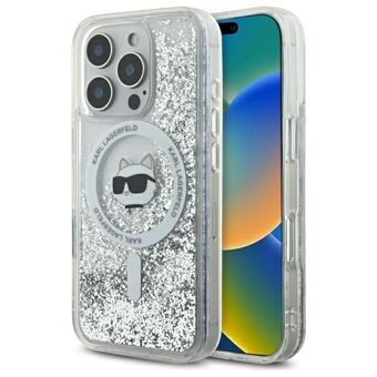 Karl Lagerfeld KLHMP16LLGCHSGH iPhone 16 Pro 6.3" harde hoes doorzichtig Liquid Glitter Choupette Hoofd Magsafe