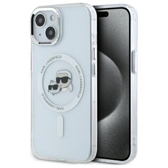 Karl Lagerfeld KLHMP14SHLSKCH iPhone 14 6.1" wit/white hardcase IML Metaal Karl&Choupette Hoofd MagSafe