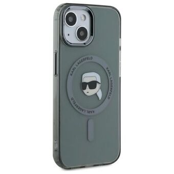 Karl Lagerfeld KLHMP15SHLSKIK iPhone 15 6.1" zwart/black hardcase IML Metal Karl Head MagSafe