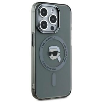 Karl Lagerfeld KLHMP15LHLSKIK iPhone 15 Pro 6.1" zwart/zwarte hardcase IML Metal Karl Head MagSafe