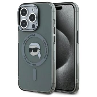 Karl Lagerfeld KLHMP15XHLSKIK iPhone 15 Pro Max 6.7" zwart/black hardcase IML Metal Karl Head MagSafe