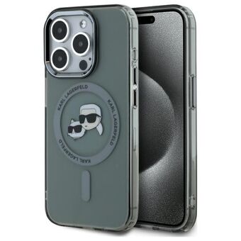 Karl Lagerfeld KLHMP15LHLSKCK iPhone 15 Pro 6.1" zwart/black hardcase IML Metal Karl&Choupette Head MagSafe