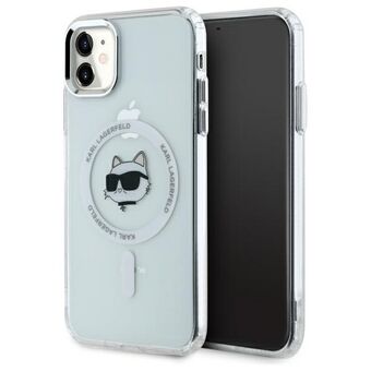 Karl Lagerfeld KLHMN61HLSCHH iPhone 11 / Xr 6.1" wit/wit hardcase IML Metal Choupette Head MagSafe