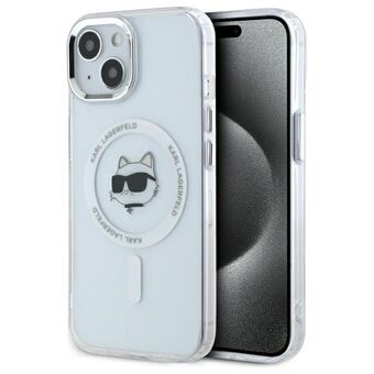 Karl Lagerfeld KLHMP15SHLSCHH iPhone 15 6.1" wit/witte hardcase IML Metal Choupette Hoofd MagSafe