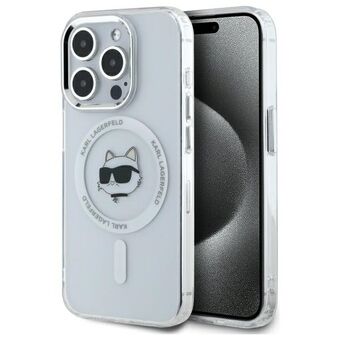 Karl Lagerfeld KLHMP15LHLSCHH iPhone 15 Pro 6.1" wit/witte hardcase IML Metaal Choupette Hoofd MagSafe