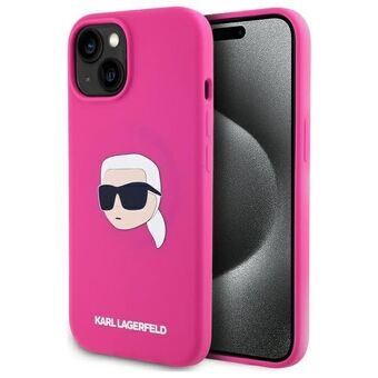 Karl Lagerfeld KLHMP15SSKHPPLF iPhone 15  6,1" fuchsia hardcase Silicone Karl Head Print MagSafe