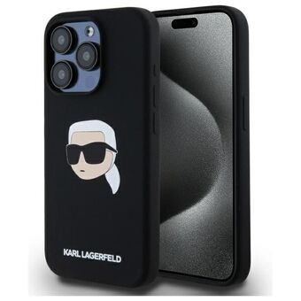 Karl Lagerfeld KLHMP15LSKHPPLK iPhone 15 Pro 6.1" zwart/black hardcase Silicone Karl Head Print MagSafe