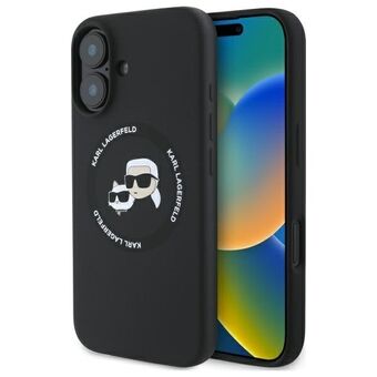 Karl Lagerfeld KLHMP16SSKCHTCK iPhone 16 6.1" zwart/zwarte hardcase Silicone Karl&Choupette Heads MagSafe