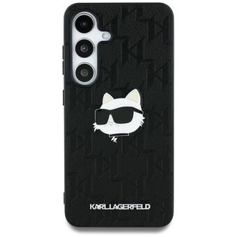 Etui Karl Lagerfeld Leer Monogram Pin Logo Choupette Hoofd Samsung Galaxy S25 Ultra zwart