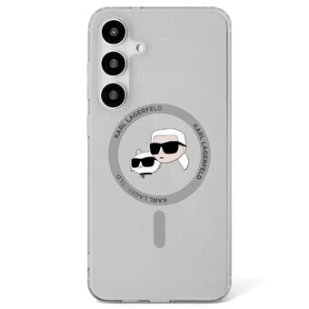 Etui Karl Lagerfeld Button Karl & Choupette Heads Bedrukt Logo MagSafe Samsung Galaxy S25 zwart