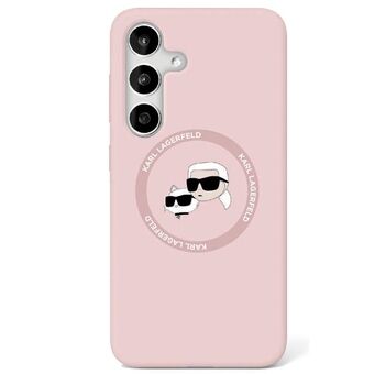 Etui Karl Lagerfeld Silicone Double Heads And Circle MagSafe Samsung Galaxy S25 roze