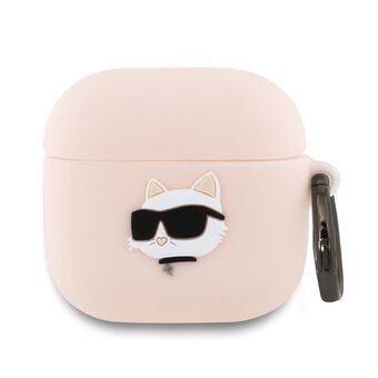 Karl Lagerfeld KLA4RUNCHP AirPods 4 cover roze/pink Silicone Choupette Head 3D