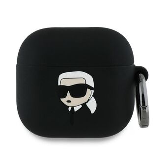 Karl Lagerfeld KLA4RUNIKK AirPods 4 hoesje zwart/siliconen Karl Head 3D