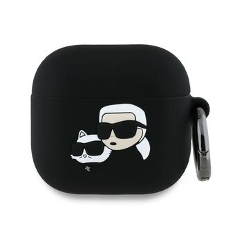 Karl Lagerfeld KLA4RUNKCHK AirPods 4 hoes zwart/siliconen Karl&Chaupette Hoofd 3D