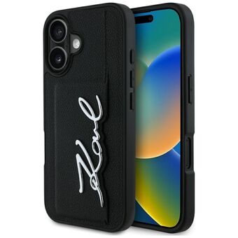 Etui Karl Lagerfeld HC Grained PU         Kaartsleuf Metalen Handtekening voor iPhone 16 zwart