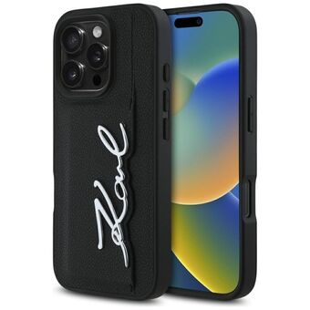 Etui Karl Lagerfeld HC Grained PU         Kaartsleuf Metalen Handtekening voor iPhone 16 Pro Max zwart