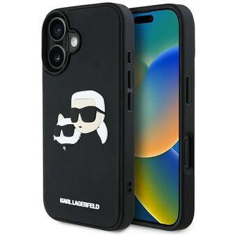 Etui Karl Lagerfeld HC 3D Rubber Double Heads voor iPhone 16 zwart