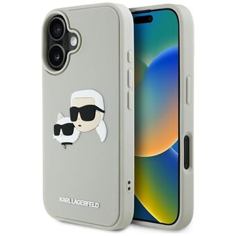 Etui Karl Lagerfeld HC 3D Rubber Double Heads voor iPhone 16 beige