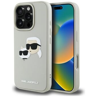 Etui Karl Lagerfeld HC 3D Rubber Double Heads voor iPhone 16 Pro beige