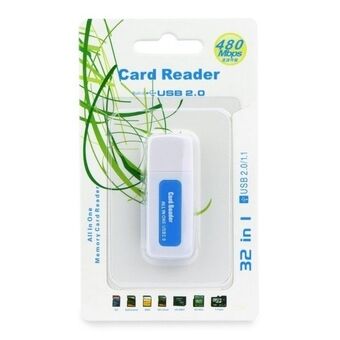 Geheugenkaartlezer SDHC/SD/MMC/RS-MMC/Mini-SD(adapter)/Micro SD(adapter)/TF(adapter)/XD/MS/MS PRO DUO 2.0 blauw