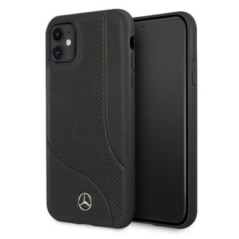 Mercedes MEHCN61CDOBK iPhone 11 6,1" / Xr zwarte hardcase leren hoes met geperforeerd gebied