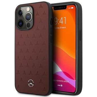 Mercedes MEHCP13LPSQRE iPhone 13 Pro / 13 6.1 "Rood / Rood Hardcase Leren Sterrenpatroon