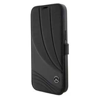 Mercedes MEBKP15L8ROLK iPhone 15 Pro 6.1" zwart/black boekenkast Lederen Wave Patroon