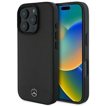 Mercedes MEHMP16L23RBARK iPhone 16 Pro 6.3" zwart/black hardcase Textured And Plain Leather MagSafe