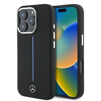 Mercedes MEHMP16X23SUMBK iPhone 16 Pro Max 6,9" zwart/black hardcase Siliconen Blue Stripe MagSafe