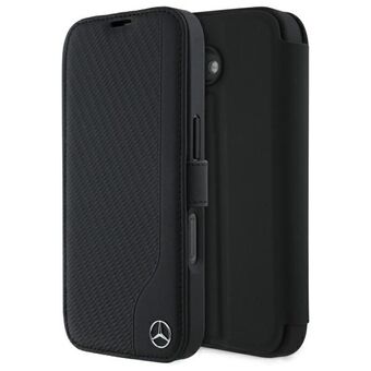 Mercedes MEBKP16S23RBGVK iPhone 16 6.1" zwart/black boekhoes Leer Hout Imitatie