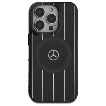 Mercedes MEHMP16S23HRSK iPhone 16 6.1" zwart/black hardcase MB Double Layer Crossed Lines MagSafe