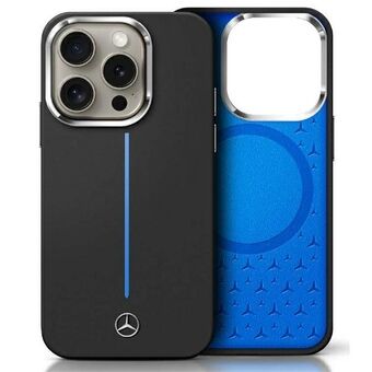 Mercedes MEHMP16S23SUMBK iPhone 16 6.1" zwart/black hardcase Silicone Blauw Stripe MagSafe