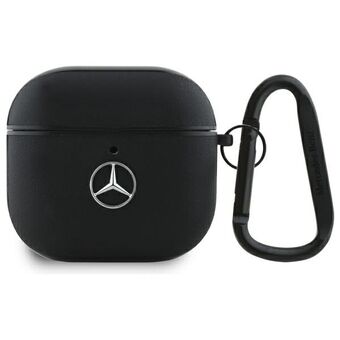 Mercedes MEA4CSLBK AirPods 4 hoesje czarny/zwart Leren Metalen Logo