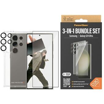 PanzerGlass bundel 3-in-1 voor Sam S24 Ultra S928, inclusief hardcase, screen protector en camera lens B1212+7352.