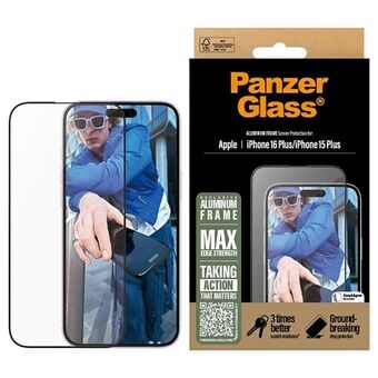 PanzerGlass Screenprotector Aluminium Frame iPhone 16 Plus / 15 Plus 6.7" Ultra-Wide Fit 2851