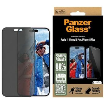 PanzerGlass Privacy Screenprotector iPhone 16 Plus / 15 Plus 6.7" Ultra-Wide Fit P2863