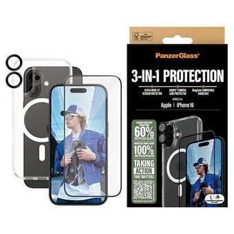 PanzerGlass Bundel 3in1 iPhone 16 6.1" D3O Hardcase + Screenprotector UWF+ Lens B1291+2861+1283