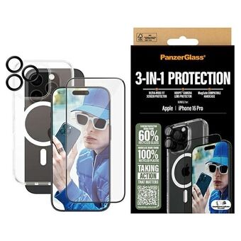 PanzerGlass Bundel 3in1 iPhone 16 Pro 6.3" D3O Hardcase + Screenprotector UWF+ Lens B1292+2862+1284