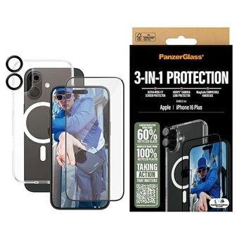 PanzerGlass Bundel 3in1 iPhone 16 Plus 6,7" D3O Hardcase + Schermbeschermer UWF+ Lens B1293+2863+1283