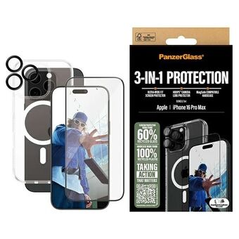 PanzerGlass Bundel 3-in-1 iPhone 16 Pro Max 6.9" D3O Hardcase + Screenprotector UWF+ Lens B1294+2864+1284