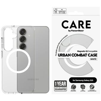 Etui CARE by PanzerGlass Vlaggenschip Urban Combat Wit QI voor Samsung Galaxy S25 doorzichtig