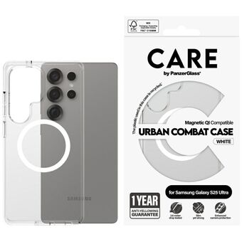 Etui CARE by PanzerGlass Vlaggenschip Urban Combat Wit QI voor Samsung Galaxy S25 Ultra transparant